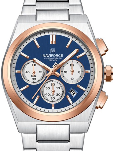Naviforce Unisex Dial & Stainless Steel Straps Analogue Chronograph Watch NF8048_S BE RG_COUPLE - Image 4