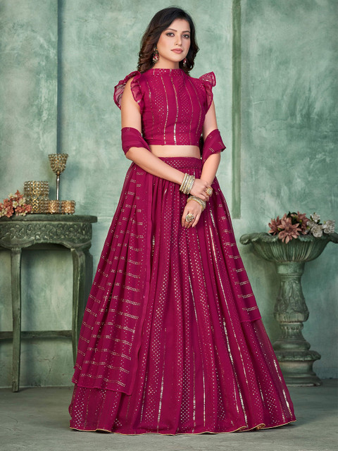 Warthy Ent Embroidered Thread Work Semi-Stitched Lehenga & Unstitched Blouse With Dupatta - Image 3