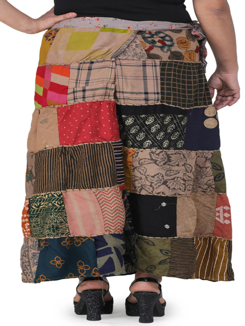 Exotic India Printed Pure Cotton Wrap Maxi Skirt - Image 4