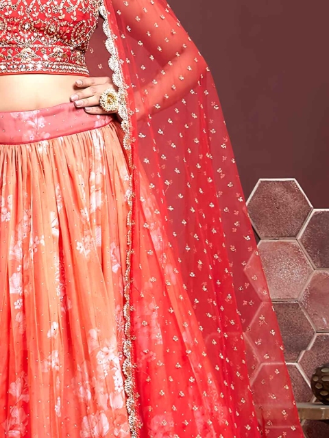 FABPIXEL Embellished Sequinned Semi-Stitched Lehenga & Unstitched Blouse With Dupatta - Image 5