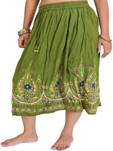 Exotic India Printed Midi Flared Skirts