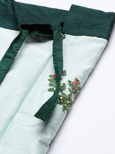 KALINI Embroidered Thread Work Semi-Stitched Lehenga & Blouse With Dupatta - Image 6