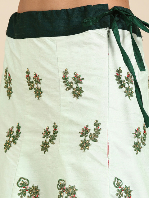 KALINI Embroidered Thread Work Semi-Stitched Lehenga & Blouse With Dupatta - Image 3