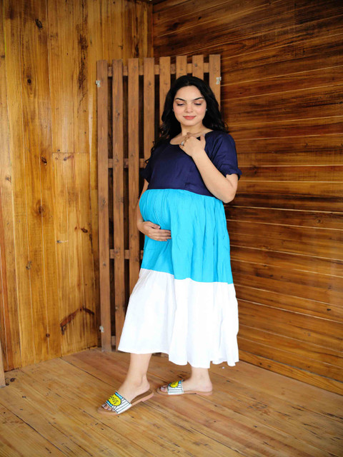 GMI Floral Maternity Fit & Flare Maxi Dress