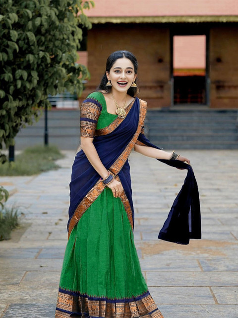 MANMOHITSAREE Zari Work Semi-Stitched Lehenga & Unstitched Blouse With Dupatta