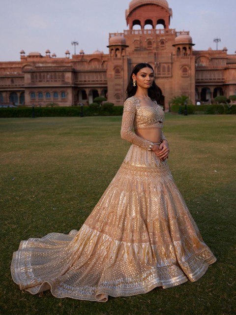 KIASA By Ronak & Shruti Embellished Sequinned Net Ready to Wear Lehenga & Choli