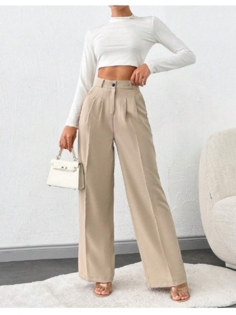 Next One Women Smart High-Rise Easy Wash Pleated Trouser