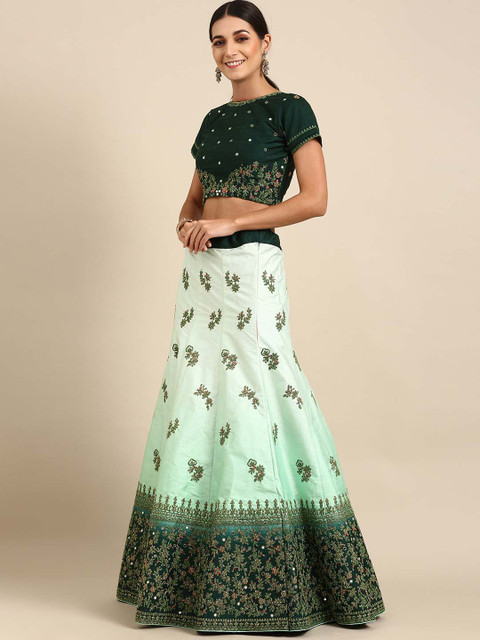 KALINI Embroidered Thread Work Semi-Stitched Lehenga & Blouse With Dupatta - Image 7