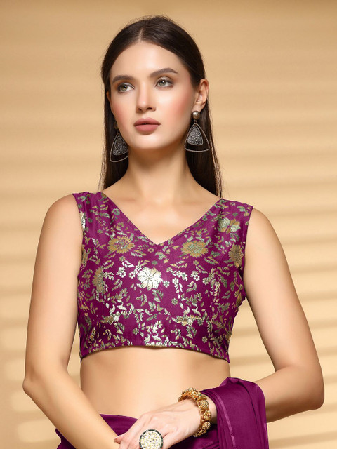 Oomph! Women Woven Design Non Padded V Neck Saree Blouse