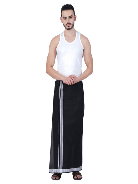 Ethazh Pack of 2 Men Cotton Dhotis - Image 6