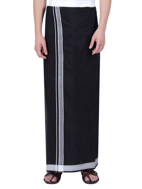 Ethazh Pack of 2 Men Cotton Dhotis - Image 2