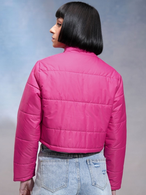 Tokyo Talkies Women Mock Collar Solid Casual Puffer Jacket - Image 4
