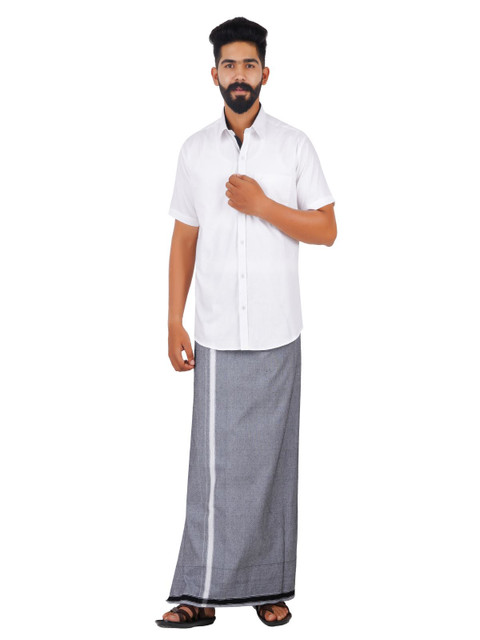 Ethazh Men Pack of 2 Cotton Dhotis - Image 6