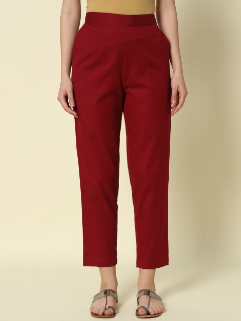FIORRA Women Relaxed Mid-Rise Regular Fit Cigarette Trouser