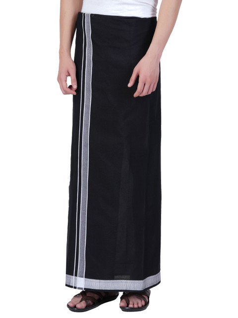 Ethazh Pack of 2 Men Cotton Dhotis - Image 3