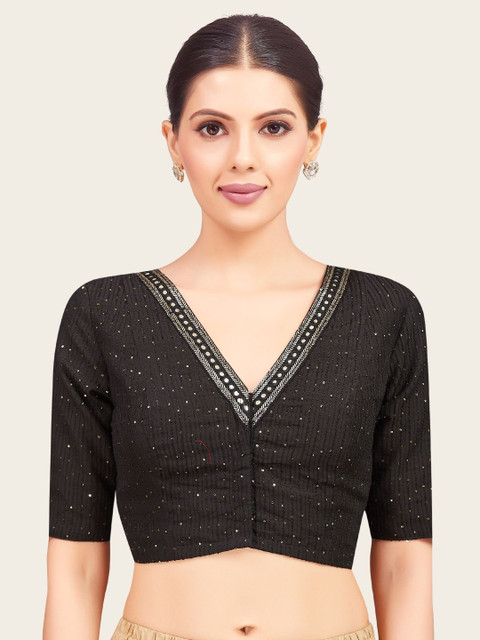 Studio Shringaar Women V-Neck Embroidered Saree Blouse