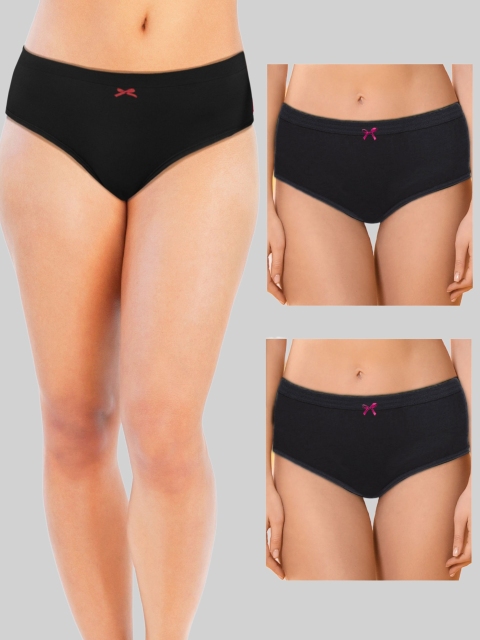 DChica Women Cotton Pack of 3 Solid Comfortable Mid Waist Hipster Briefs