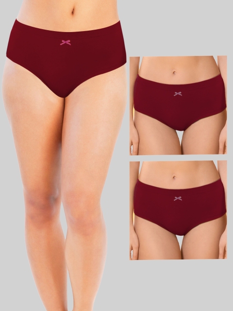 DChica Women Cotton Pack of 3 Solid Comfortable Mid Waist Hipster Briefs