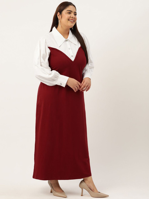 theRebelinme Women Colourblocked Plus Size A-Line Maxi Dress - Image 3