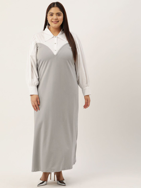 theRebelinme Women Plus Size Colourblocked A-Line Maxi Dress