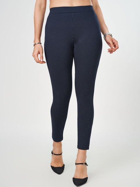 Annabelle by Pantaloons Women Striped Skinny Fit Formal Trousers