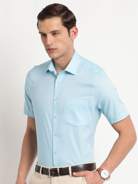 Turtle Men Standard Fit Spread Collar Solid Cotton Slim Fit Formal Shirt - Image 4