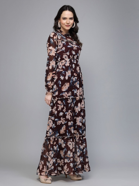 Fabway Clothing Floral Print Chiffon Maxi Dress - Image 3