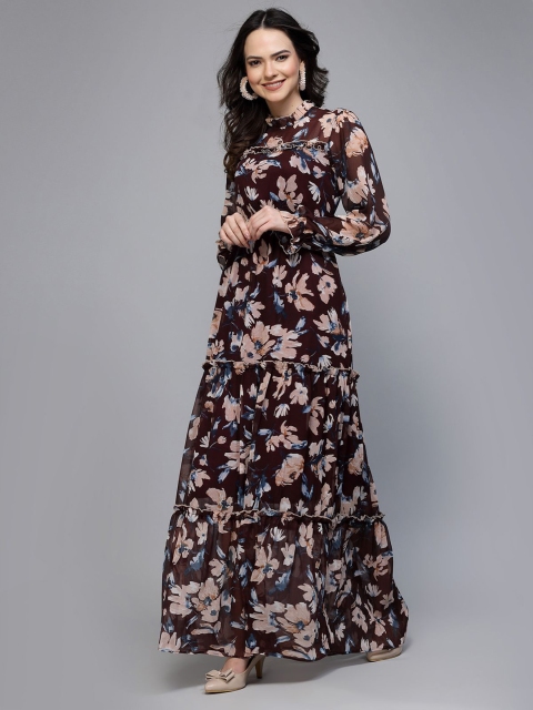 Fabway Clothing Floral Print Chiffon Maxi Dress - Image 4