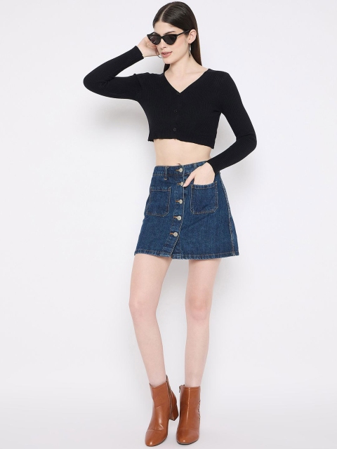 Camey Women Woollen Ribbed Crop Cardigan - Image 5