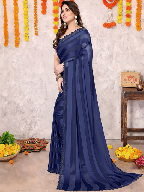 KALINI Striped Beads and Stones Saree - Image 3