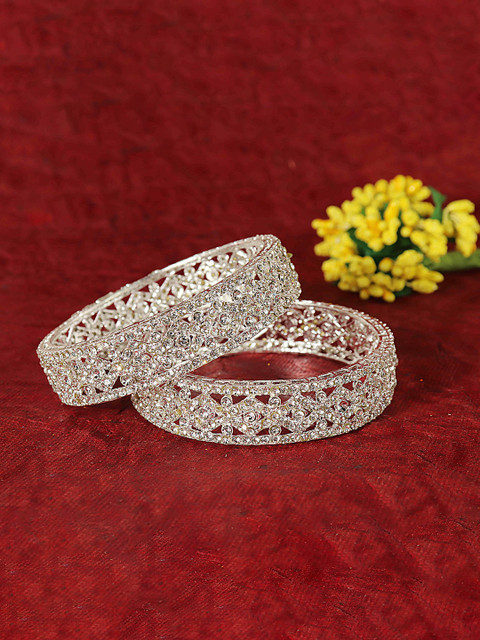 LAVAZZA Set Of 2 Silver-Plated CZ-Studded Bangles