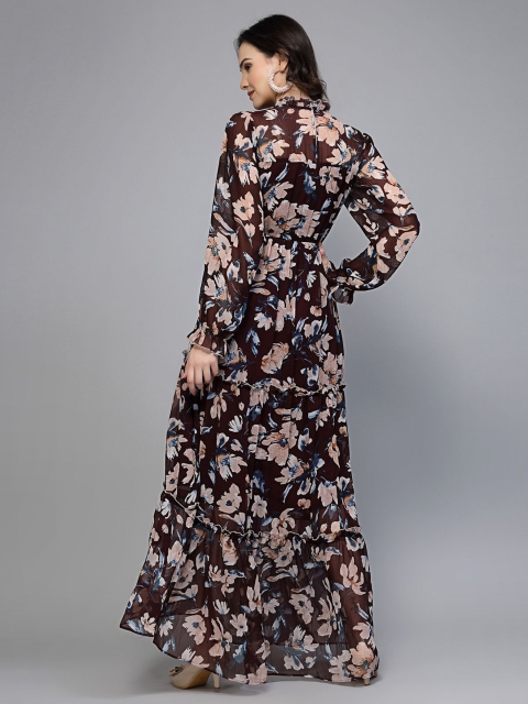 Fabway Clothing Floral Print Chiffon Maxi Dress - Image 5