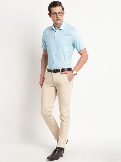 Turtle Men Standard Fit Spread Collar Solid Cotton Slim Fit Formal Shirt - Image 6