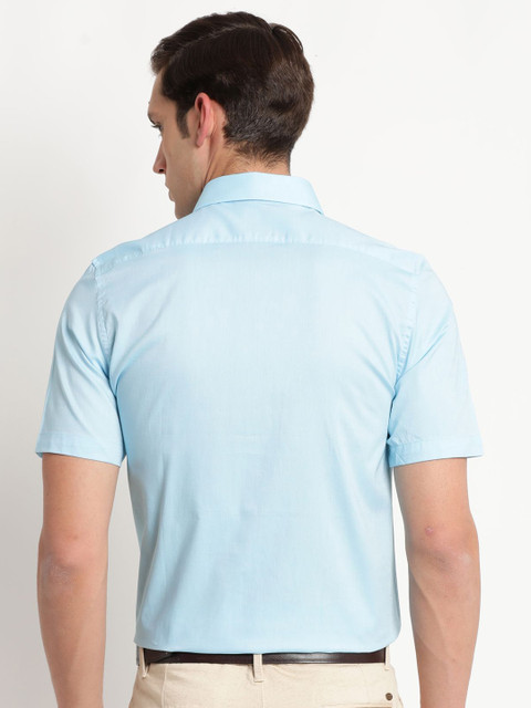 Turtle Men Standard Fit Spread Collar Solid Cotton Slim Fit Formal Shirt - Image 5
