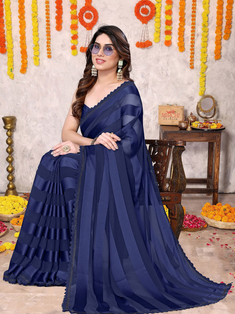 KALINI Striped Beads and Stones Saree - Image 5