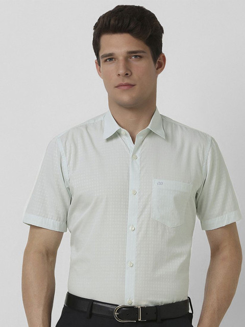 Peter England Men Slim Fit Spread Collar Textured Cotton Formal Shirt