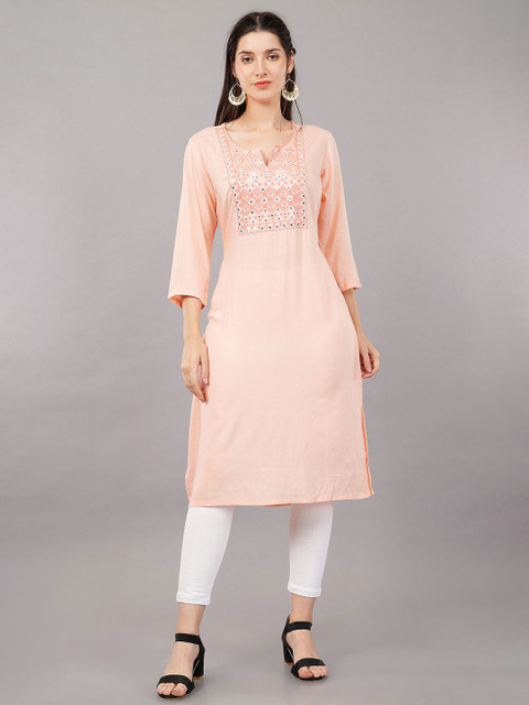 Avaasa Buy Shruthi Women Floral Embroidered Mirror Work Kurta - Image 6