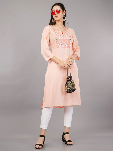Avaasa Buy Shruthi Women Floral Embroidered Mirror Work Kurta - Image 7