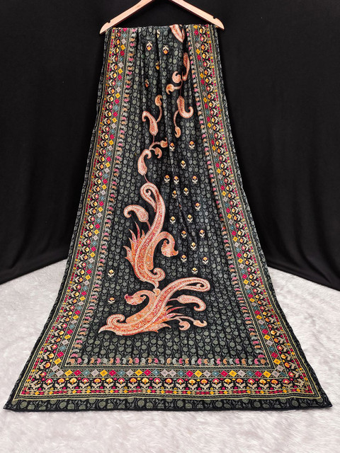 Trendmalls Paisley Printed Velvet Silk Dupatta