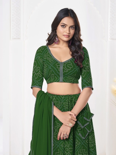 KALINI Printed Semi-Stitched Lehenga & Unstitched Blouse With Dupatta - Image 2