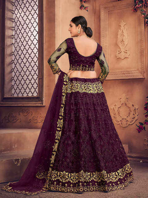 Warthy Ent Embroidered Thread Work Semi-Stitched Lehenga & Unstitched - Image 4