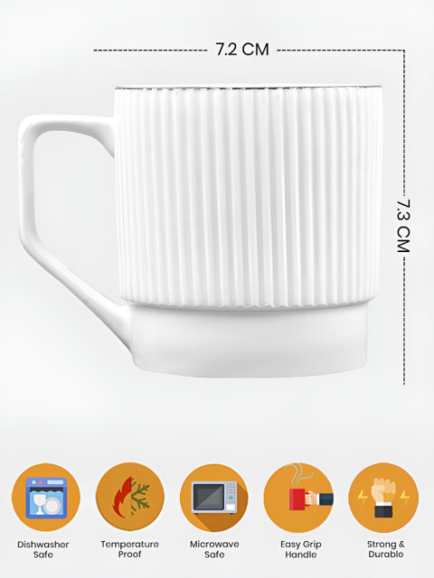 UPC Set of 6 Printed Premium Lightweight Fine Bone China Ceramic Tea/Coffee Cups - Image 4