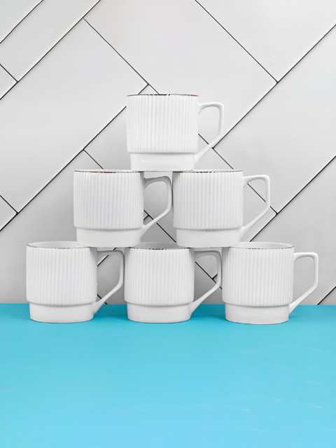 UPC Set of 6 Printed Premium Lightweight Fine Bone China Ceramic Tea/Coffee Cups - Image 3