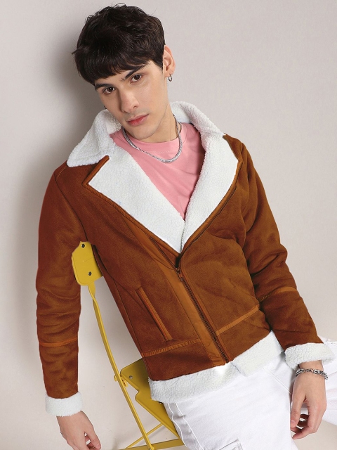 Campus Sutra Men Colourblocked Lightweight Biker Jacket