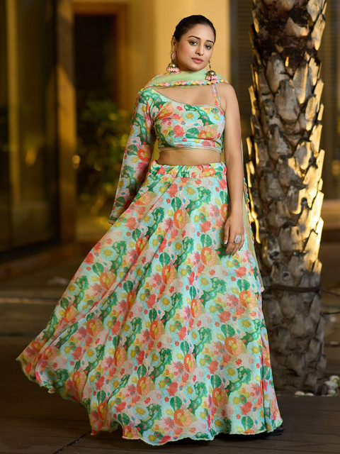 Warthy Ent Printed Semi-Stitched Lehenga & Unstitched