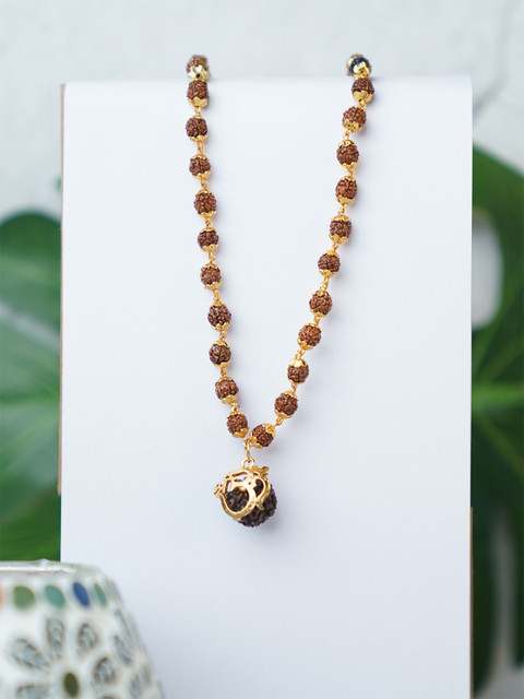 Japam Gold Plated Shree Om Rudraksha Mala