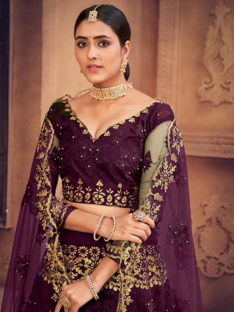 Warthy Ent Embroidered Thread Work Semi-Stitched Lehenga & Unstitched - Image 2