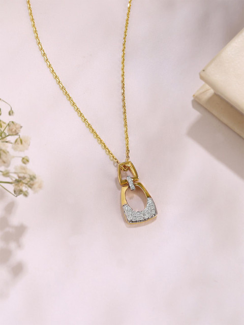 Mia by Tanishq 14KT Studded Oval Gold & Diamond Pendant