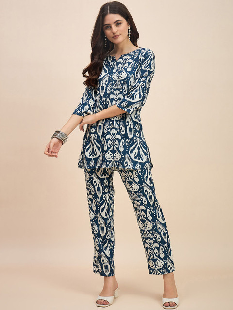 TRUVON FASHIONS Printed Top With Trousers Co-Ords