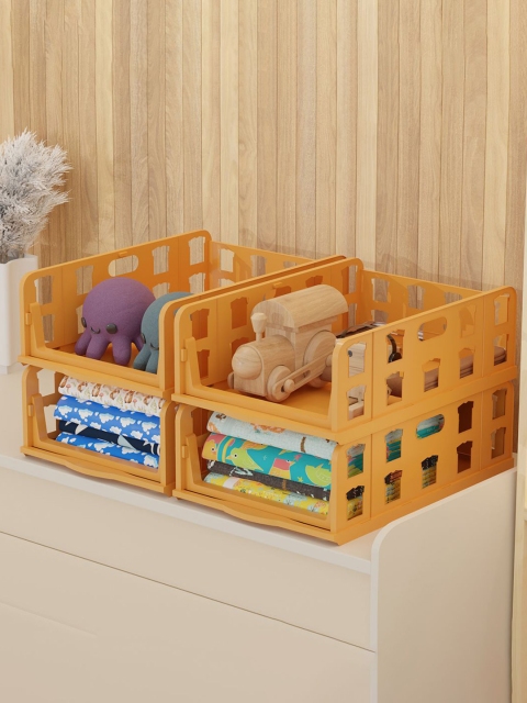 Kuber Industries Brown Set of 4 Reusable Wardrobe Clothes Storage Drawer Organiser